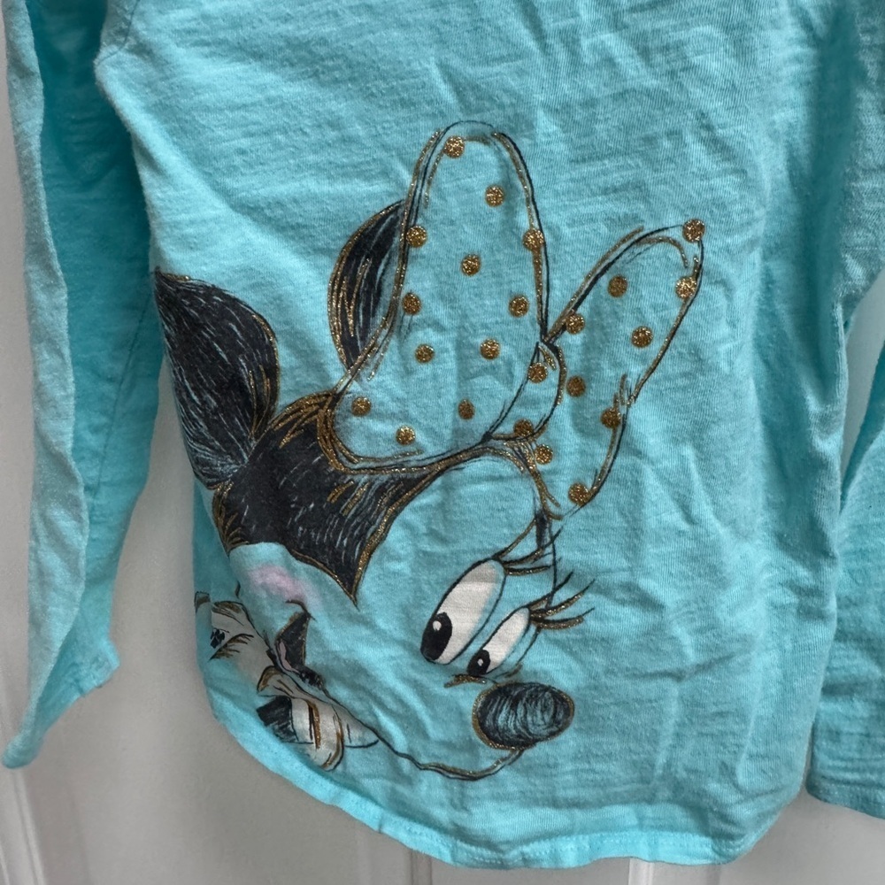 Disney Jumping Beans 4T Girls Blue Minnie Mouse Long Sleeve Tee Shirt Blouse Top - Picture 3 of 5